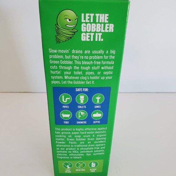Green Gobbler 6.53 oz. Drain Opening Powder Packs (3) plus 1 clog remover tool - Picture 3 of 5